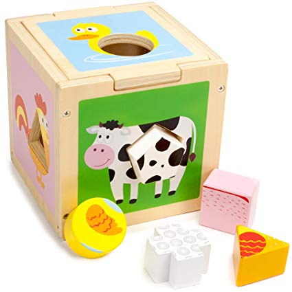 Wooden Wonders Busy Barnyard Sorting Cube (5pcs.) by Imagination Generation