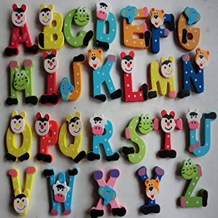 Hemlock 26pcs Cartoon Alphabet A-Z Magnets, Toddler Wooden Toys Child Educational Toy (Colorful)