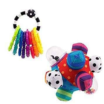 Sassy Developmental Bumpy Ball with Ring Rattle