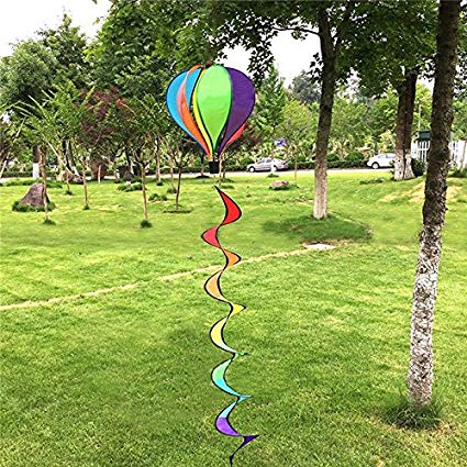 CynKen Striped Rainbow Hot Air Balloon Wind Spinner Twist Windsock Lawn Yard Garden Camp D¨¦cor