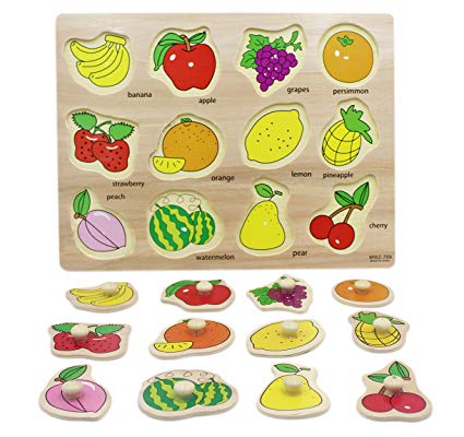 Ai bearty Colorful Wooden Puzzles Kids Preschool Jigsaw Toys,Fruit