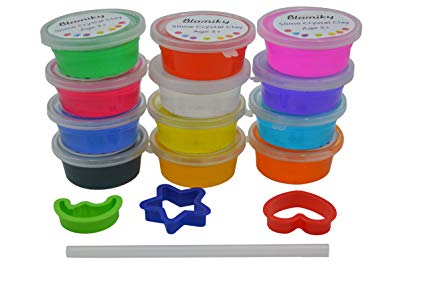 Blomiky 12 Colors Crystal mud Plasticine and Modeling Clay Slime Play-set Crystal Mud 12