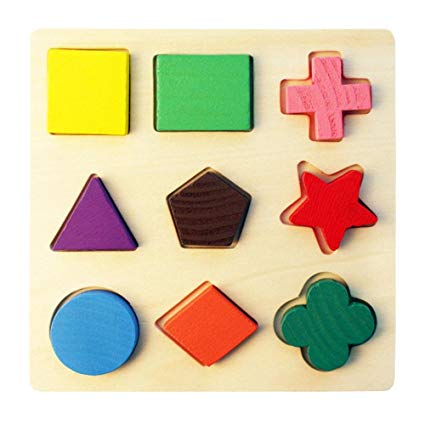 Leegoal(TM) Wooden Preschool Shape Puzzle, Geometric Board Block Stack Sort Chunky Puzzle Toys for Toddlers Learing Math Shapes & Color Recognition Toy