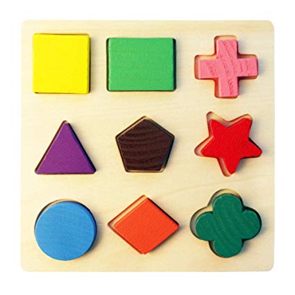 Leegoal(TM) Wooden Preschool Shape Puzzle, Geometric Board Block Stack ...